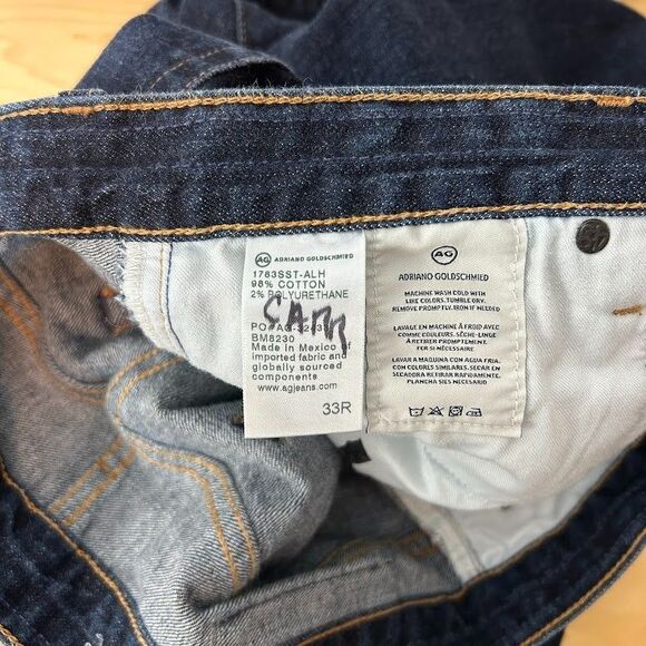 AG Adriano Goldschmied Mens Tellis Modern Slim Leg Jeans Blue 33X34 Cotton Blend - Picture 9 of 9